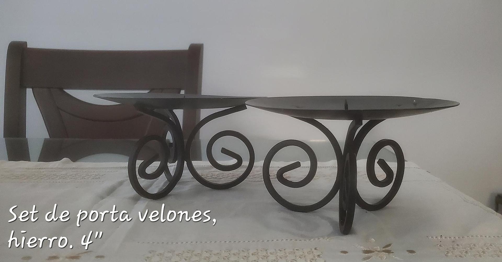 decoración y accesorios - Set de dos porta velones, hierro 2