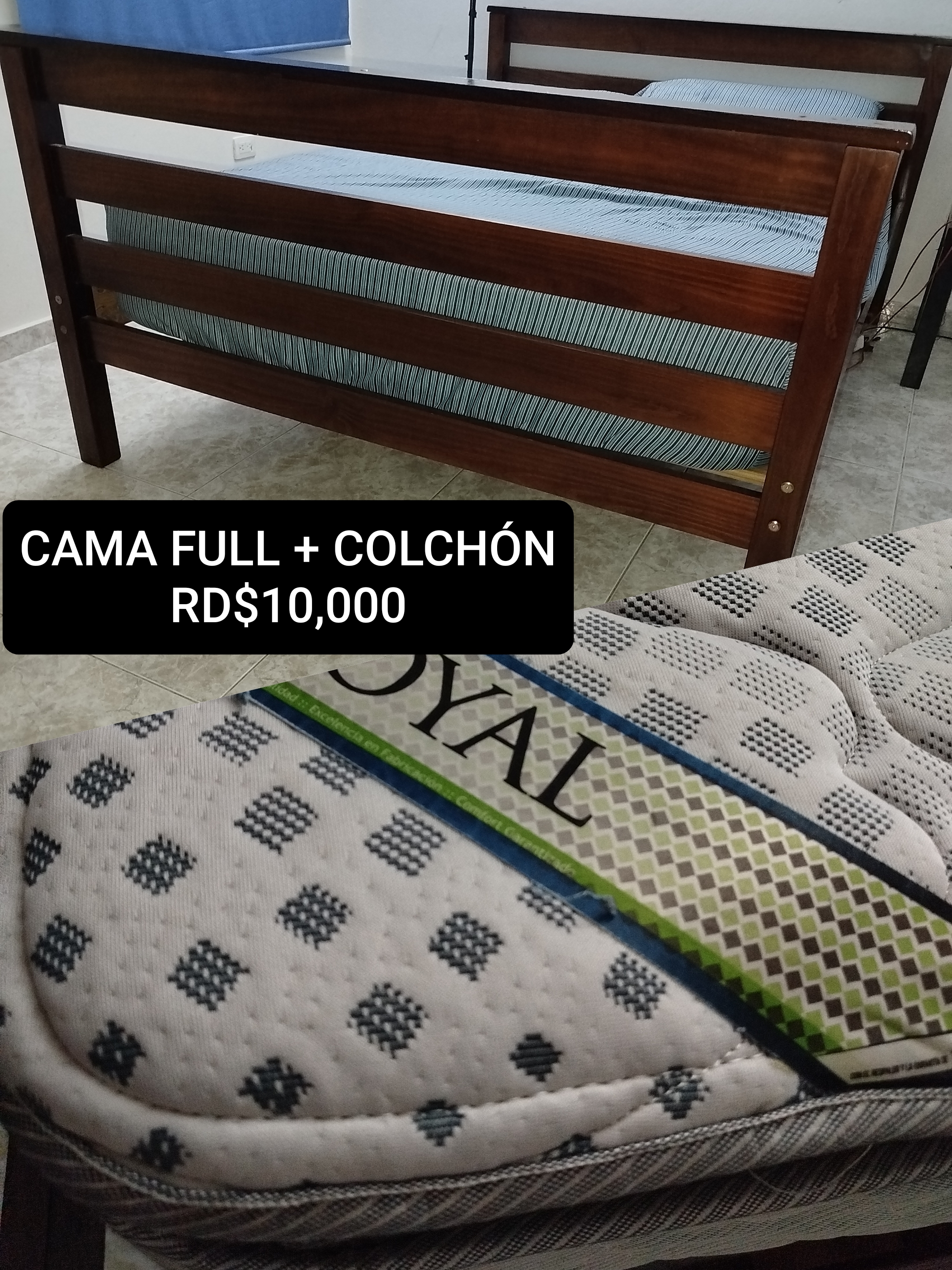 muebles y colchones - Cama Full + Colchón PillowTop