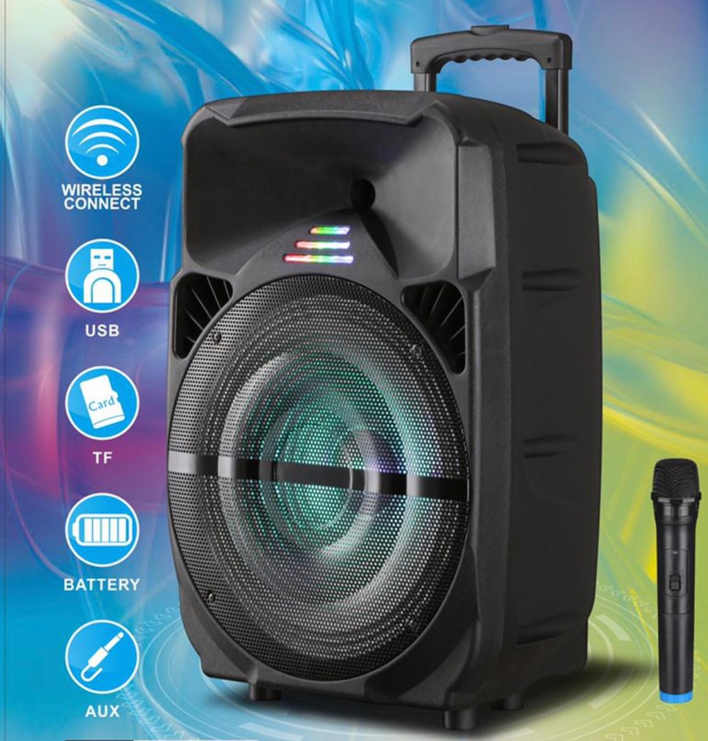 camaras y audio - Bocina portátil de 15 pulgadas, con micrófono inalámbrico 0