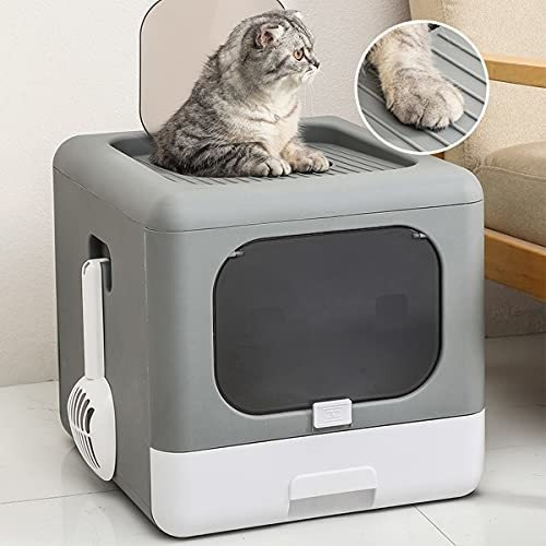 Salud y Equipamiento Médico - Caja De Arena Para Gatos Con Entrada Superior Con Tapa, Ca 1