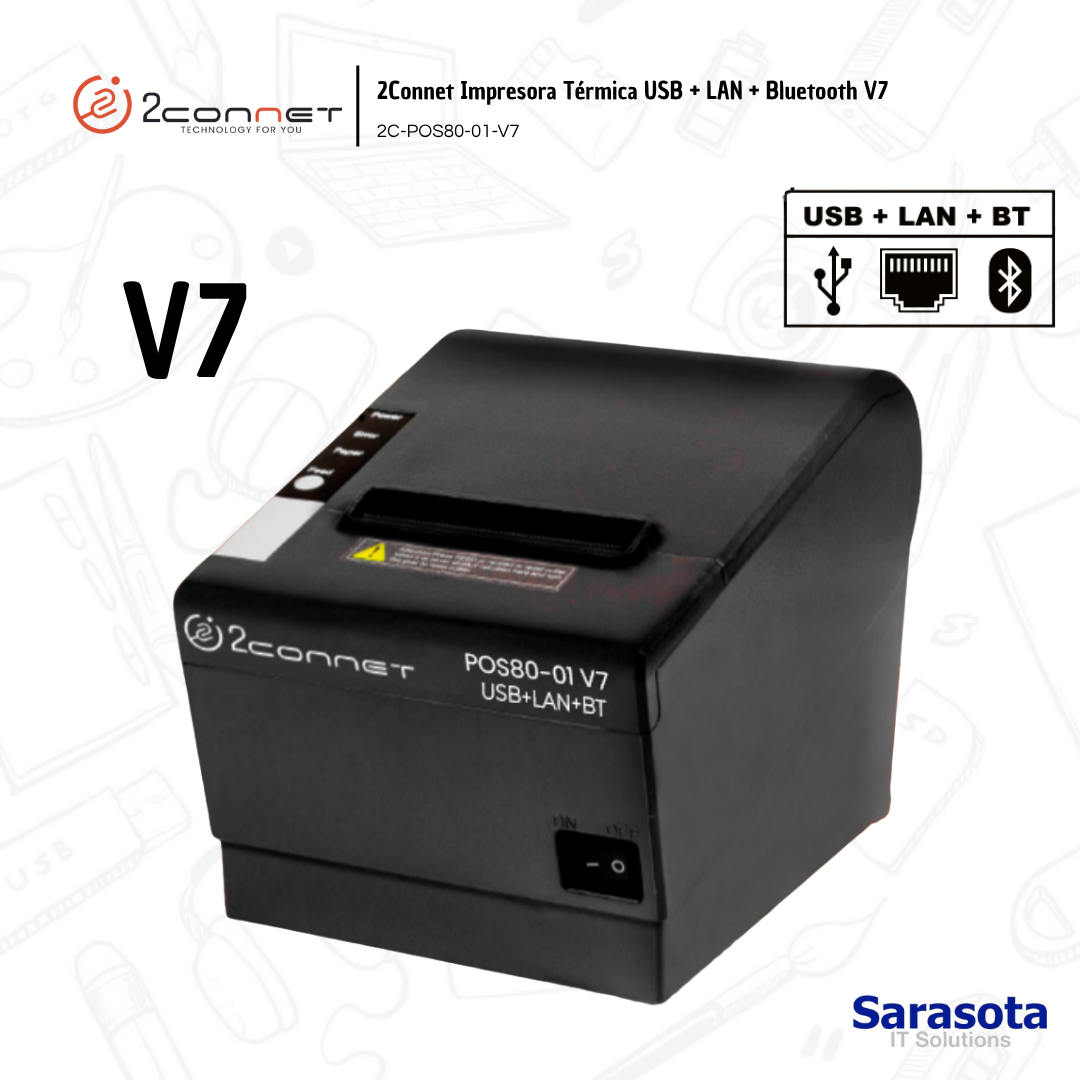 impresoras y scanners - 2Connet Impresora Térmica USB + LAN + Bluetooth V7 2