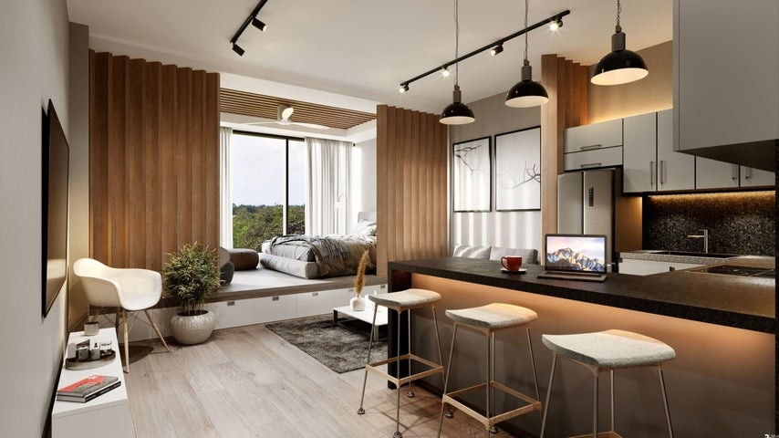 apartamentos - Proyecto en venta Punta Cana #24-1903 un dormitorio, balcón, áreas sociales.
 1
