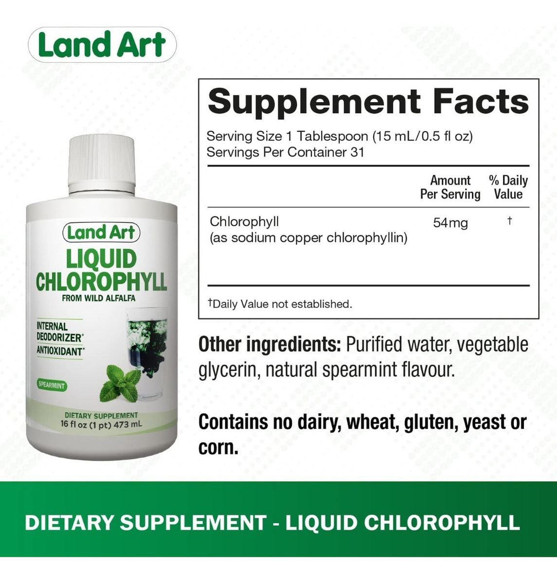 Salud y Equipamiento Médico - Clorofila Liquido 54mg Land Art 1