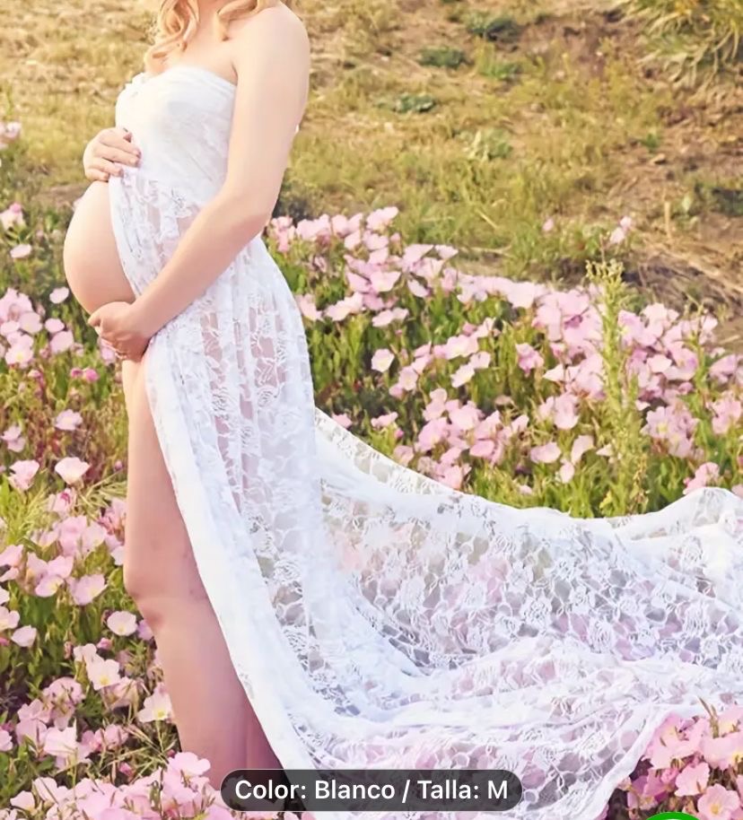 ropa para mujer - vestido de maternidad para sesión de fotos color blanco size m, le sirve a una L