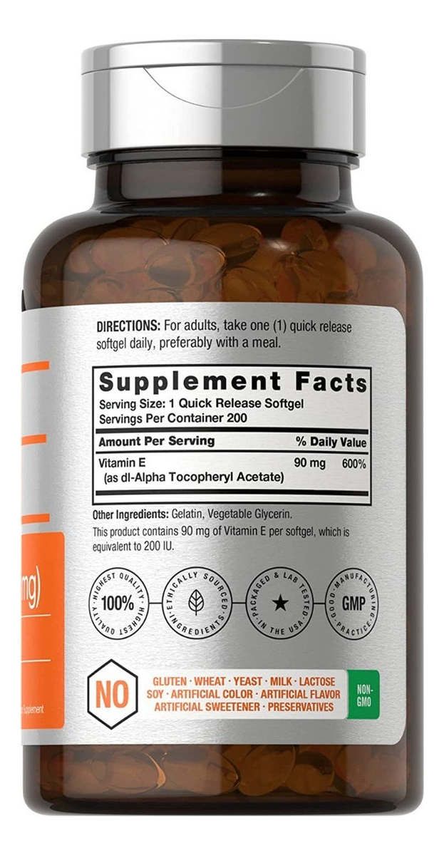 Salud y Equipamiento Médico - Vitamin E 200 Capsulas Horbaach 1