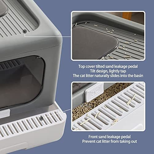 Salud y Equipamiento Médico - Caja De Arena Para Gatos Con Entrada Superior Con Tapa, Ca 2