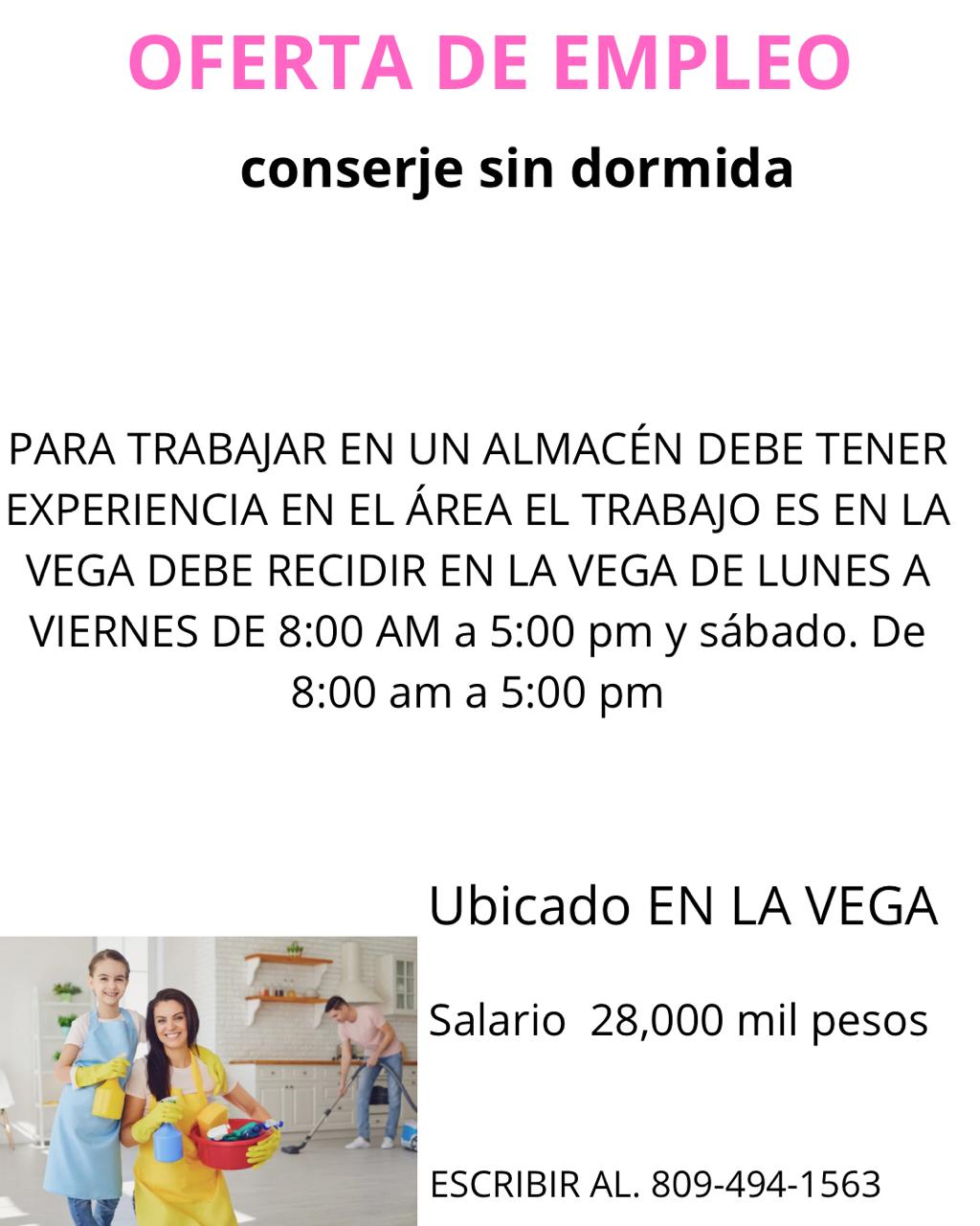 empleos disponibles - Se solicita conserje sin dormida 
