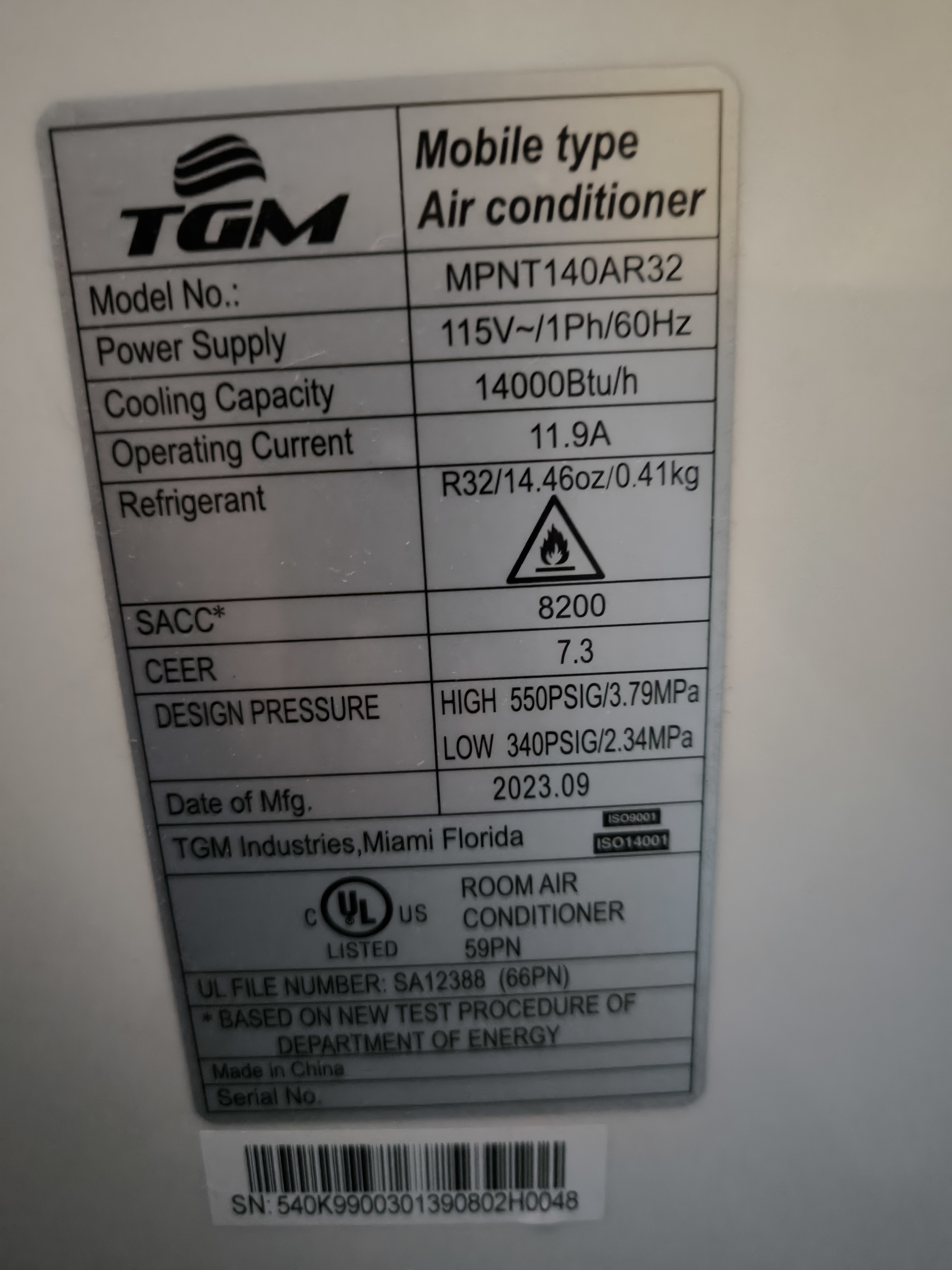 aires acondicionados y abanicos - Aire Acondicionado Portátil 14.000 BTU TGM