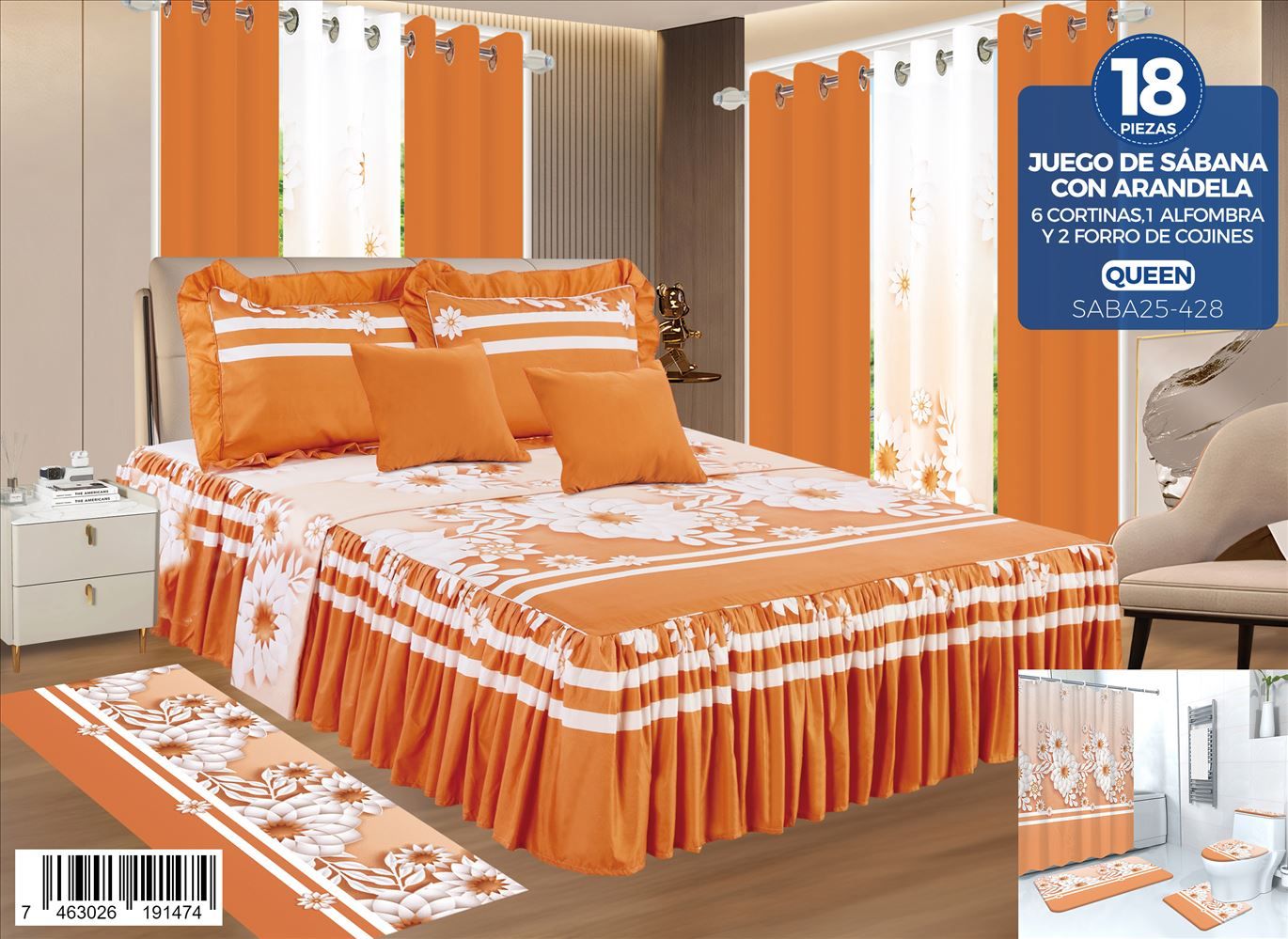 decoración y accesorios - Juegos de sabanas con arandelas de 18 piezas  2