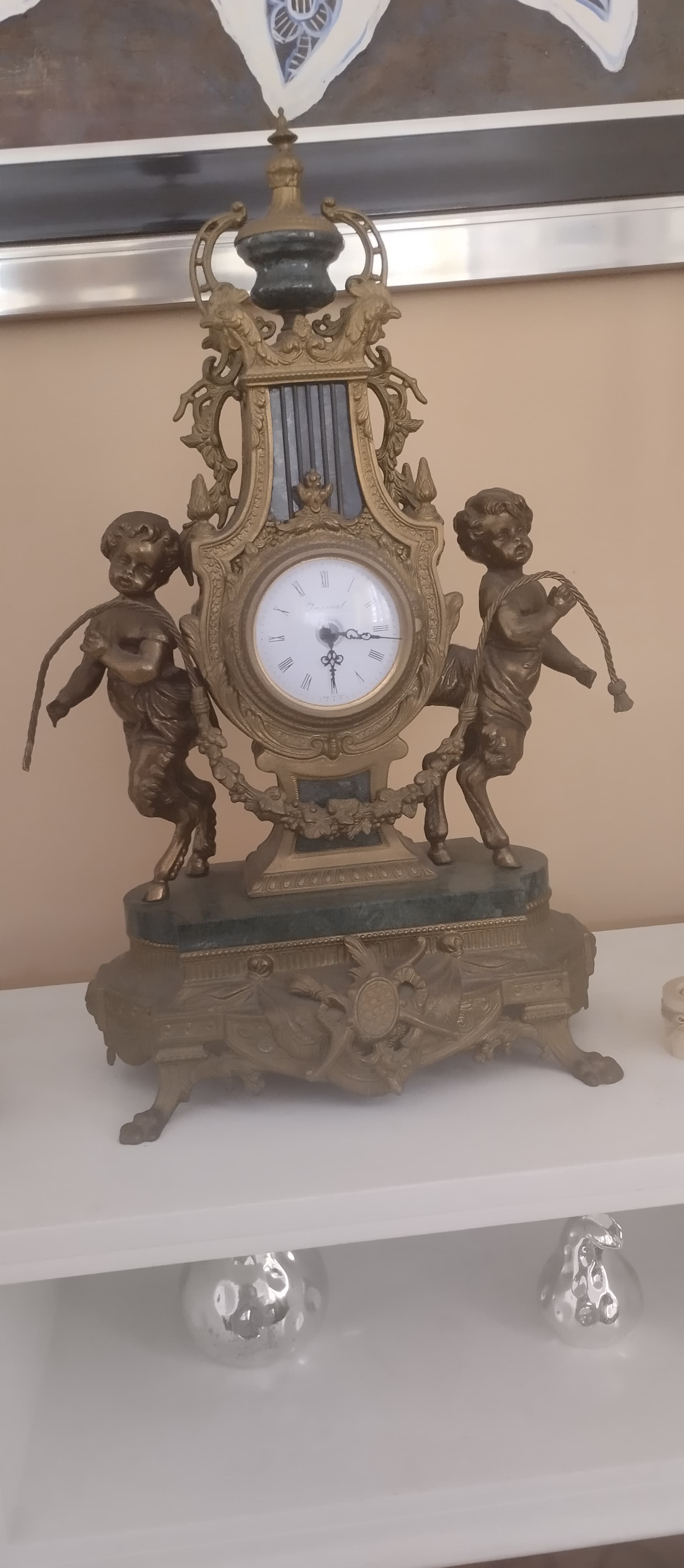 arte y antigüedades - Orologio Trittico en bronce y mármol  5