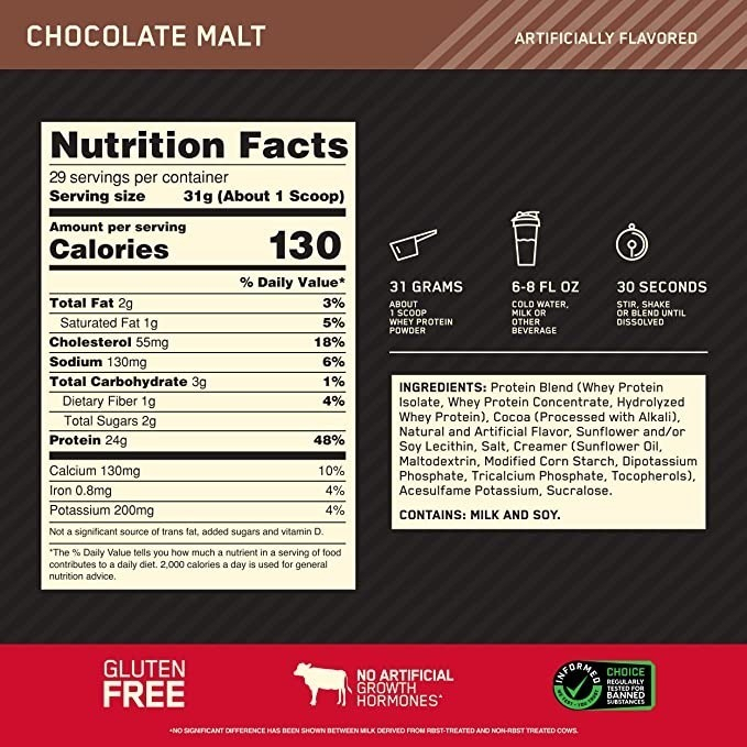 Salud y Equipamiento Médico - Proteina Whey Malta 907g Optimum 1
