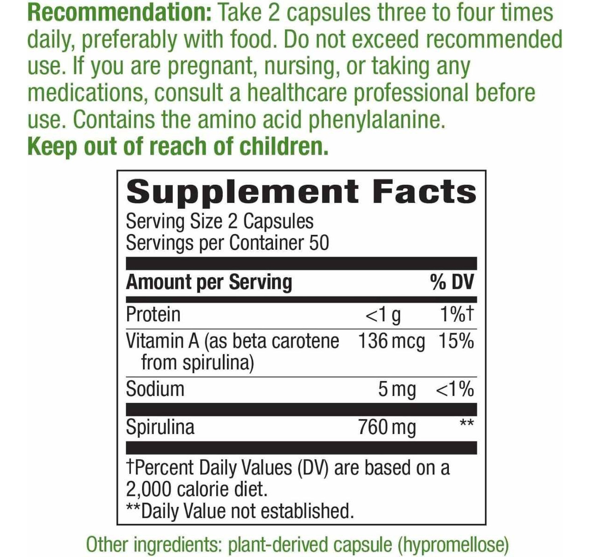 Salud y Equipamiento Médico - Espirulina 100caps Nature's Ways 1