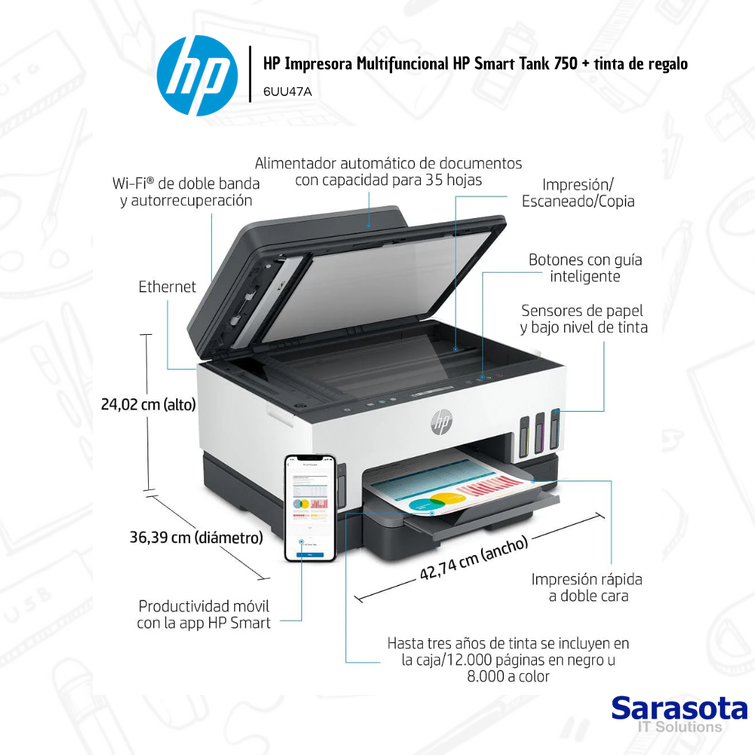 accesorios para electronica - HP Impresora Multifuncional HP Smart Tank 750  2