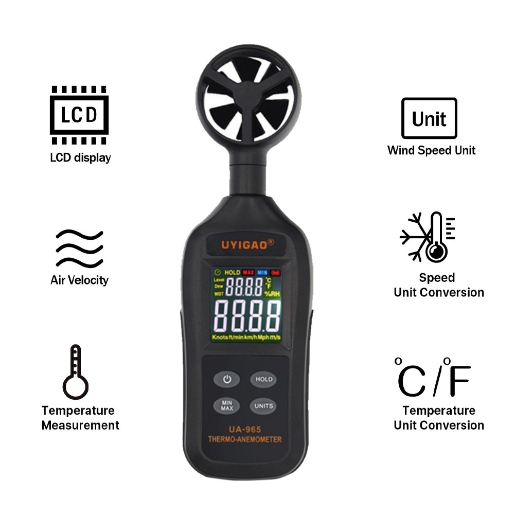 equipos profesionales - Anemometro medidor de la velocidad del viento digital medidor 4