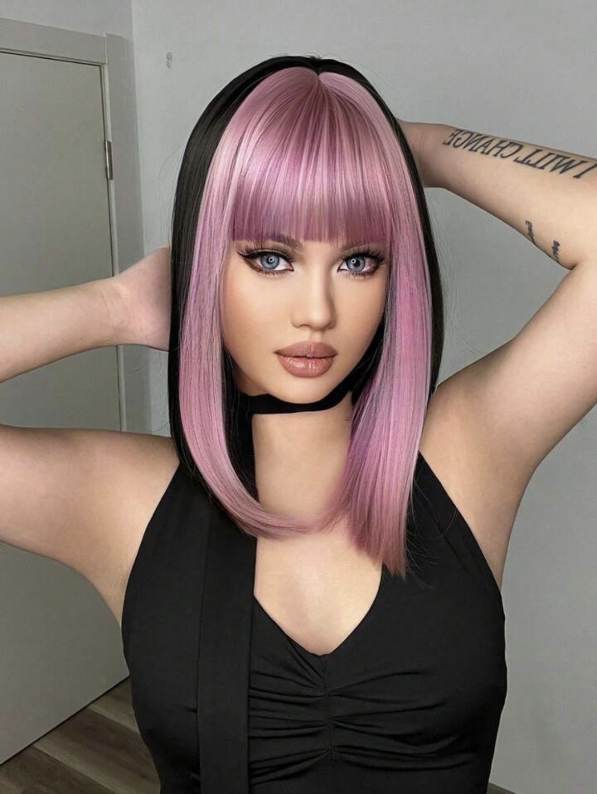 salud y belleza - Peluca de 2 colores rosa - negro 0