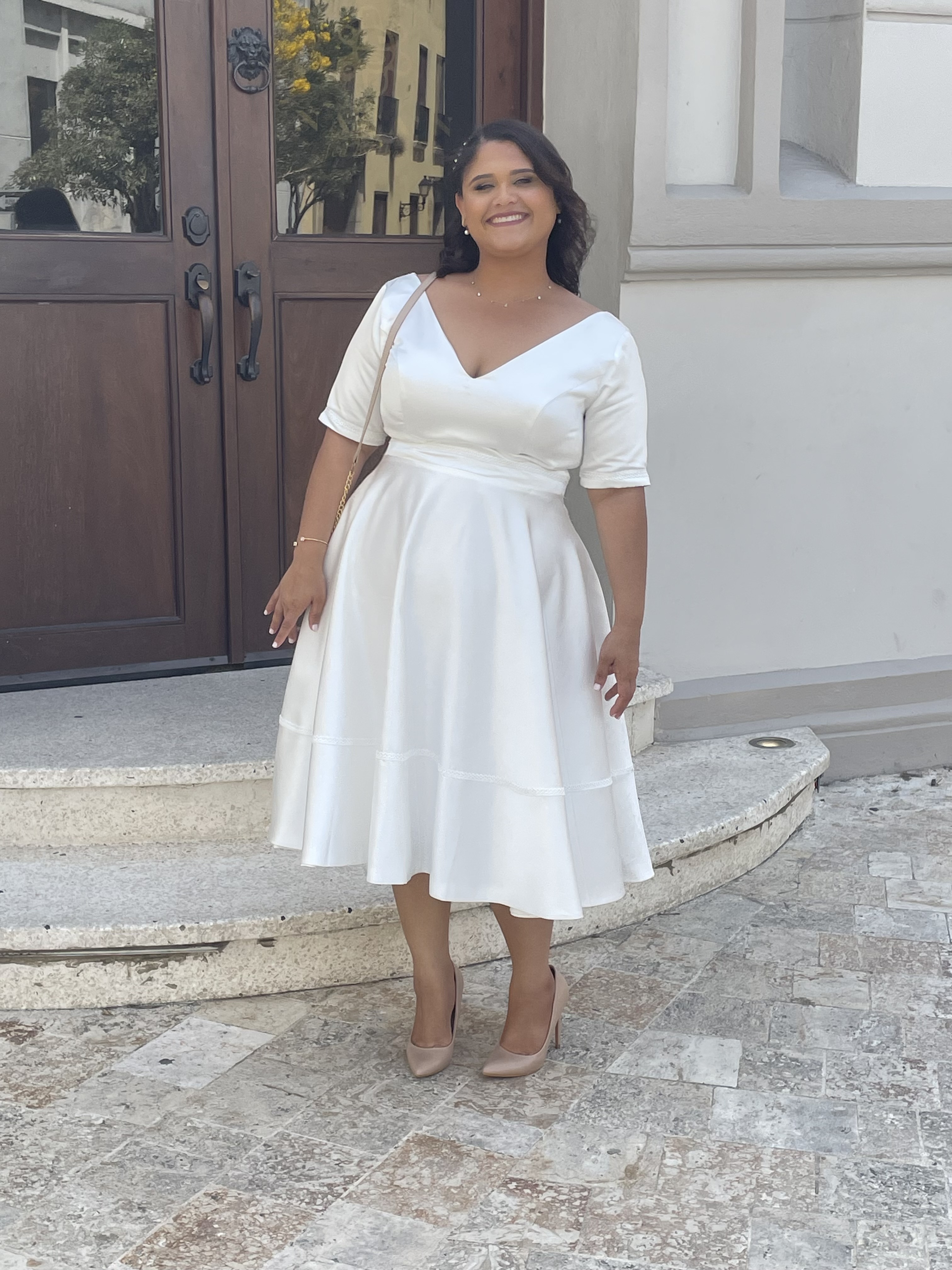 ropa para mujer - VESTIDO NOVIA CORTO SATIN