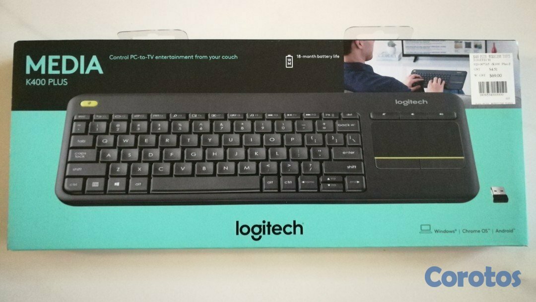 computadoras y laptops - TTECLADO Y TOUCHPAD LOGITECH K400 PLUS USB WIRELESS RECEIVER 2.4GHZ WIRELESS, ES 1