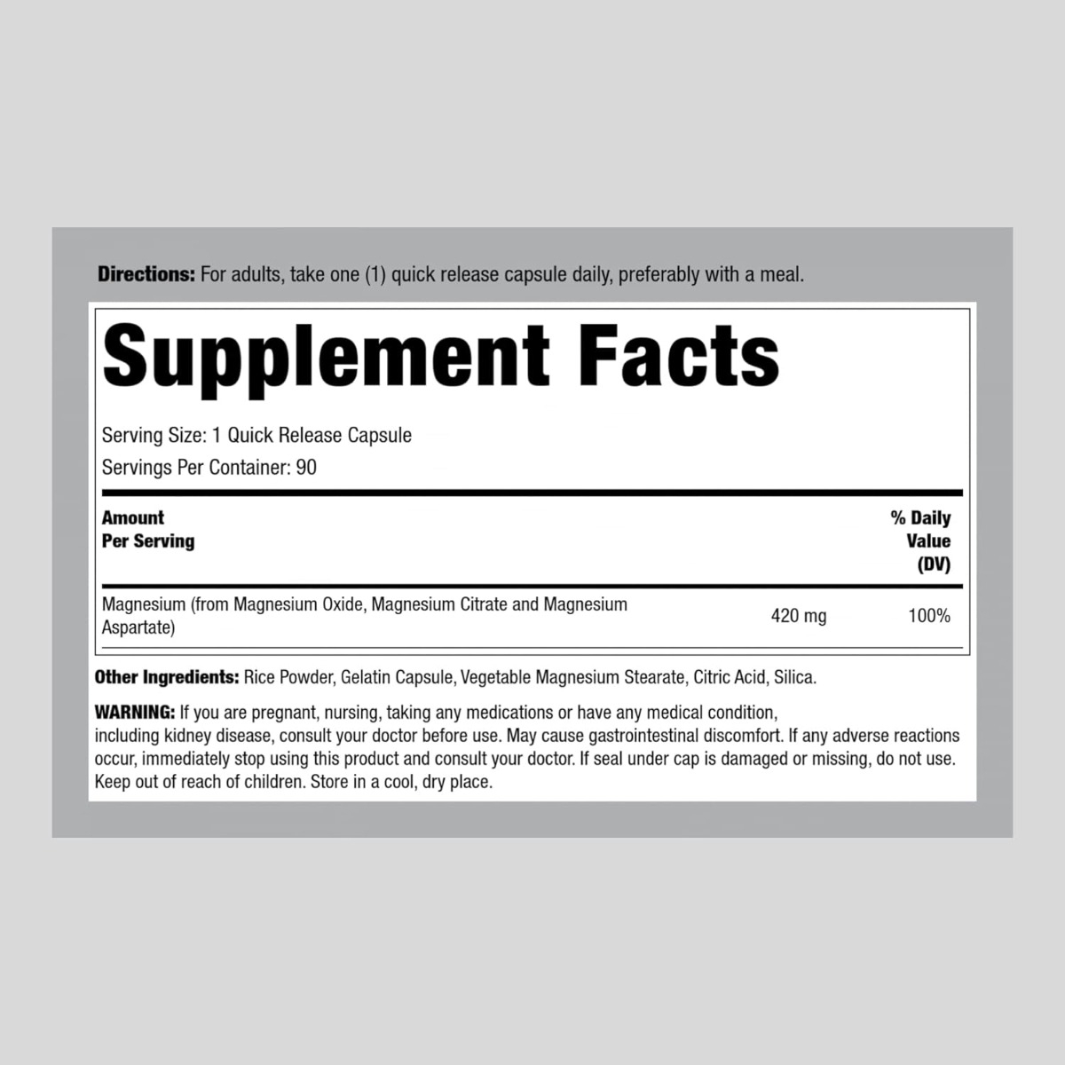 Salud y Equipamiento Médico - Complejo Magnesio 420mg 90 capsulas 1