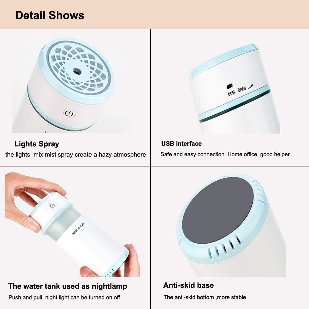 salud y belleza - Mini Humidificador De Aire Usb Difusor Con Luz 5