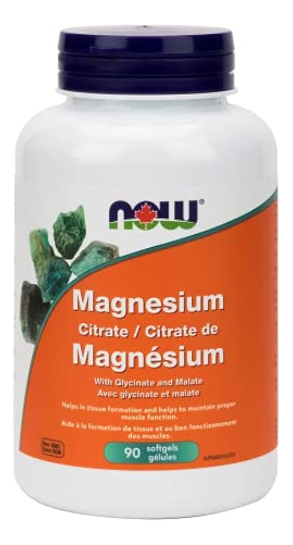 Salud y Equipamiento Médico - Now Supplements, Magnesium Citrate, With Glycinate & Malate,
