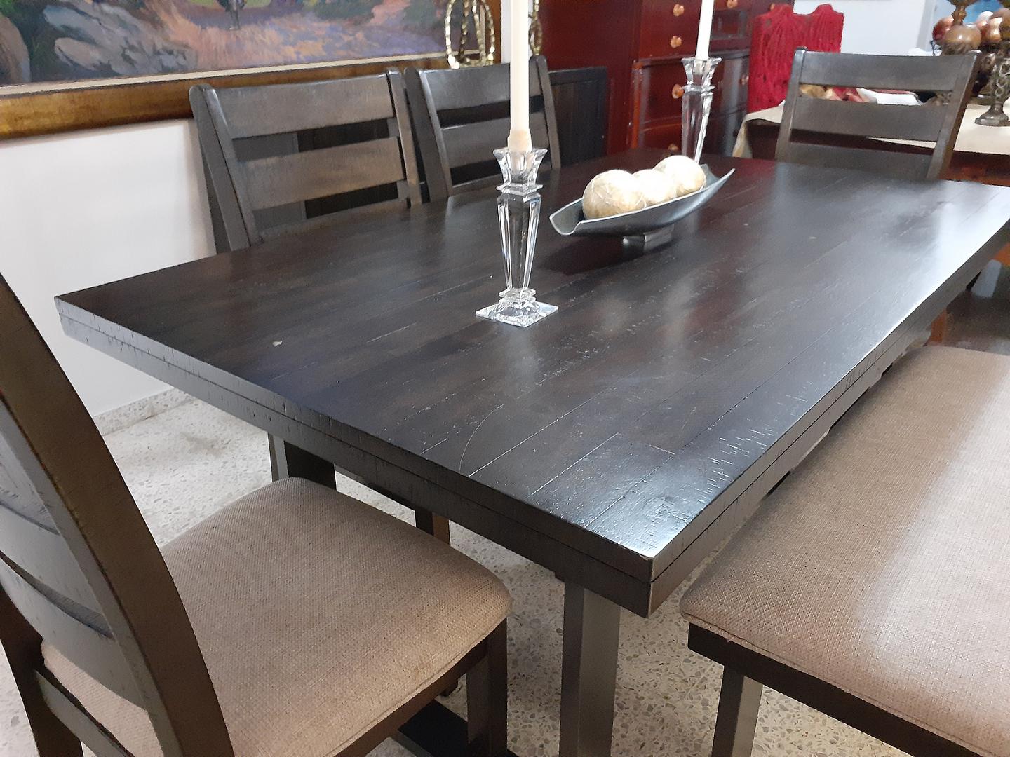 muebles y colchones - Hermoso juego de comedor moderno de 6 asientos en madera y Hierro. 4