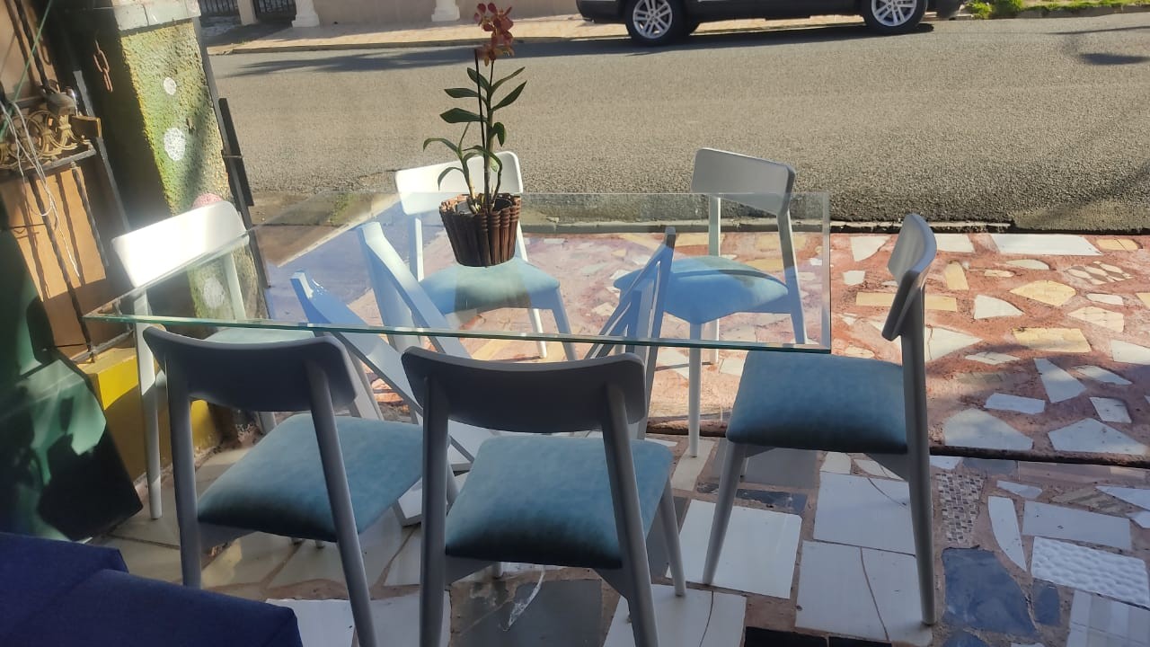 muebles y colchones - comedor moderno caoba 6 sillas 2