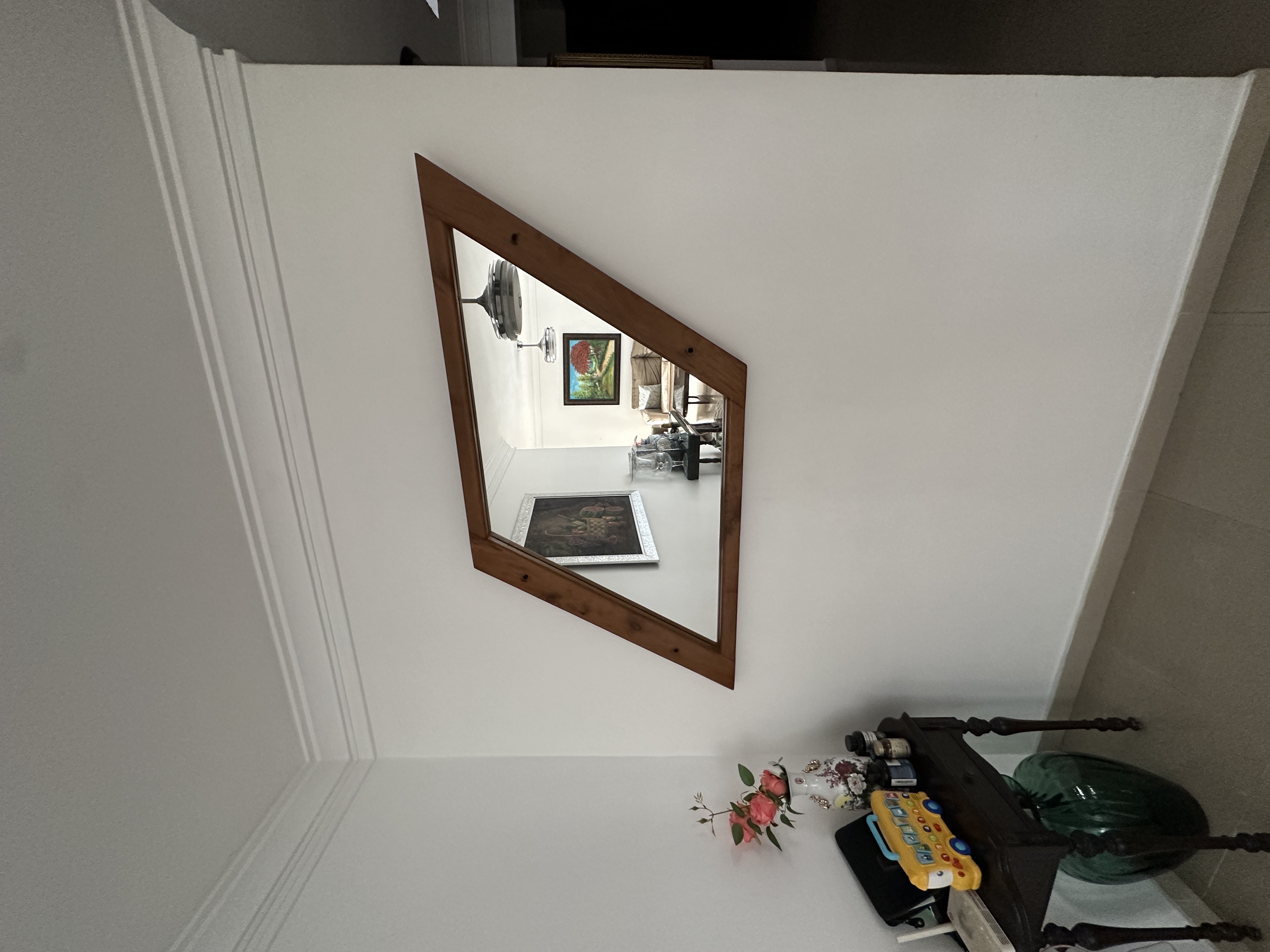 decoración y accesorios - Espejo Decorativo de Pared con Marco de Madera Inclinada 
 2