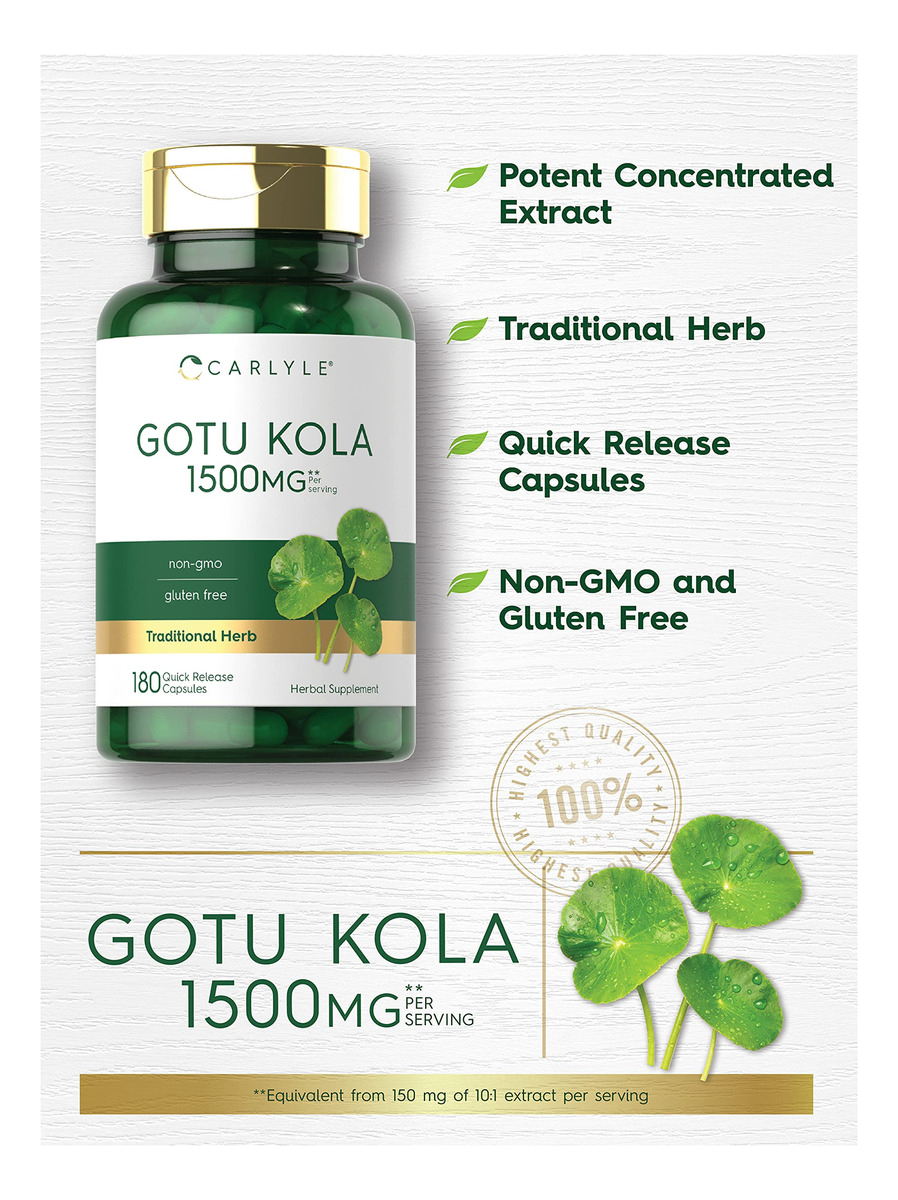 Salud y Equipamiento Médico - Gotu Kola 1500 Mg Extracto De Hierbas Premium 180 Capsulas 1