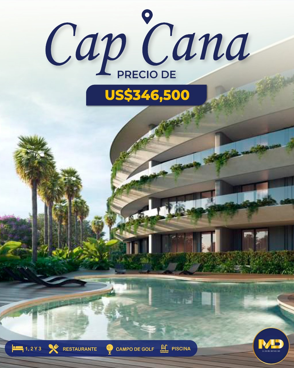apartamentos - APARTAMENTOS EN LUJOSA TORRE RESIDENCIAL EN CAP CANA CON PISCINA+GIMNASIO  0