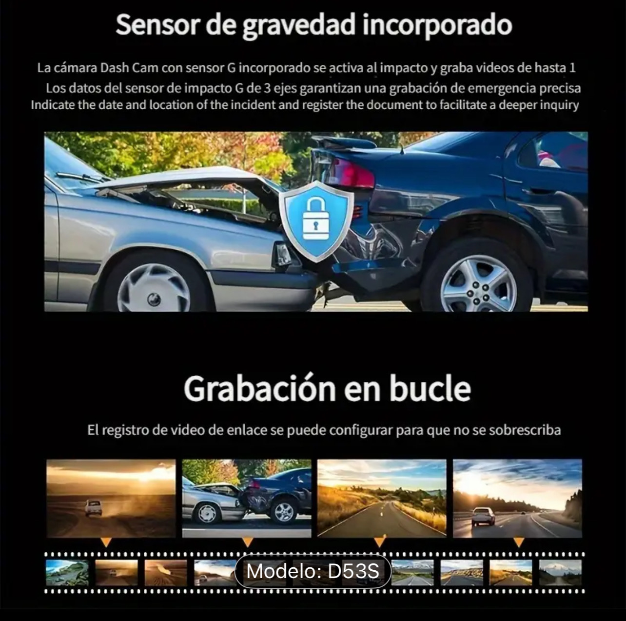 camaras y audio - Cámara para auto con lente dual frontal e interior. 5