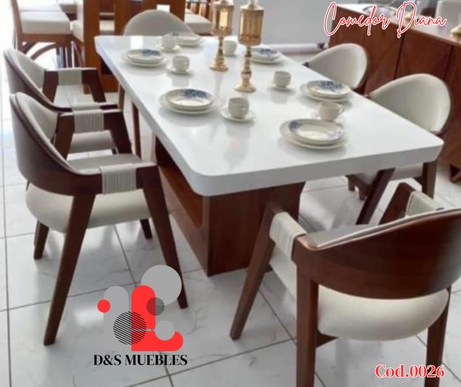 muebles y colchones - Juego de Comedor Alturo en caoba brasileña 
Comedor estilo europeo de 6 /sillas 