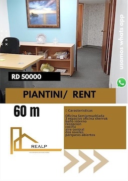 oficinas y locales comerciales - Oficina amoblada piantini  0