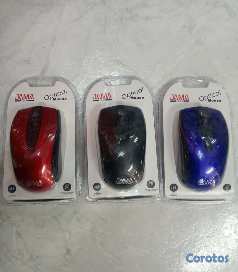 computadoras y laptops - MOUSE OPTICO USB  EN COLORES , NEGRO, ROJO, AZUL  

