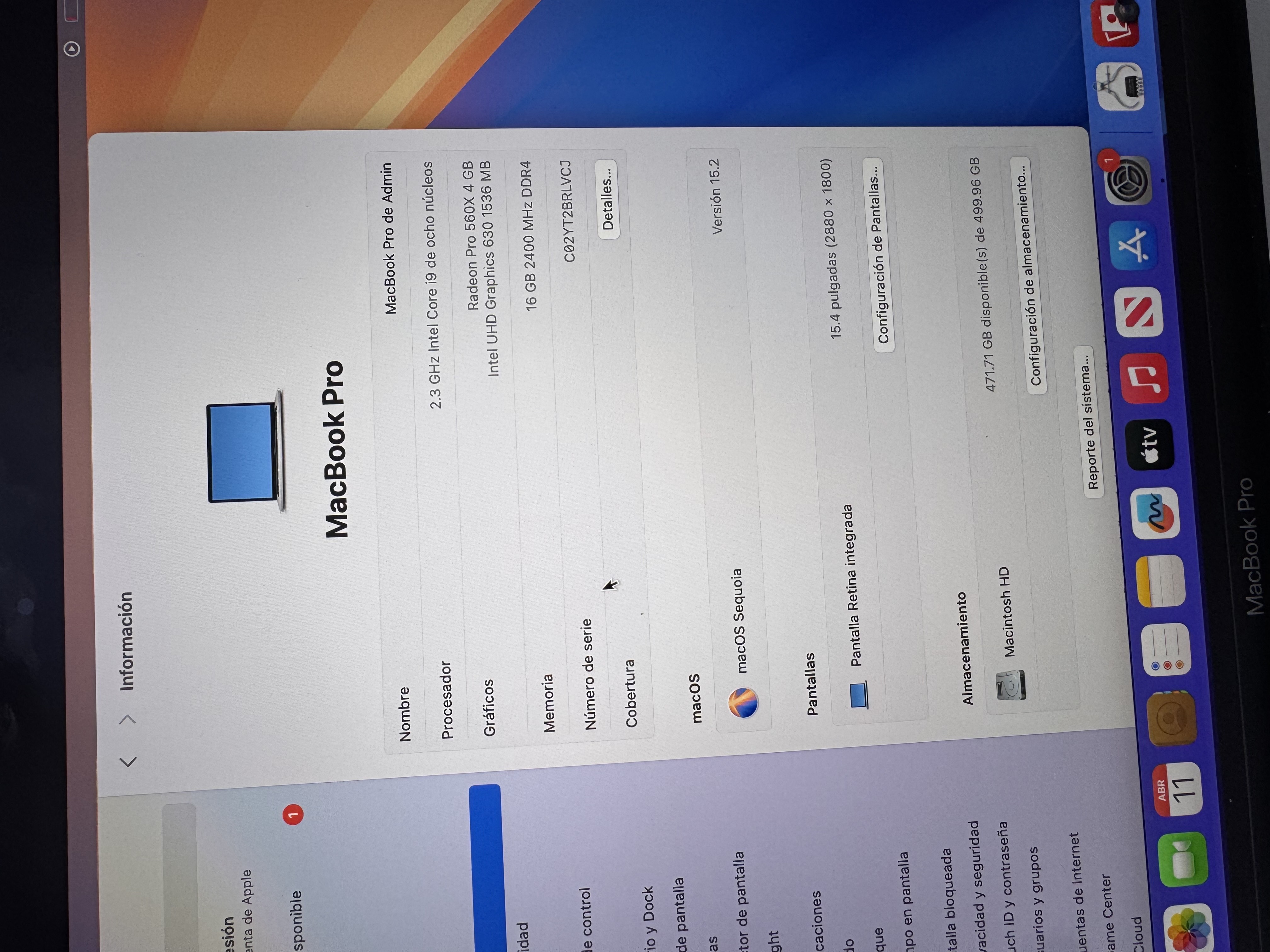 computadoras y laptops - MacBook Pro 15-inch 2019 i9 Doble Tarjeta Gráfica 6