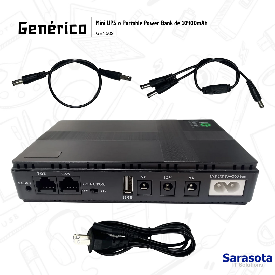 accesorios para electronica - Mini UPS o Portable Power Bank de 10400mAh 1