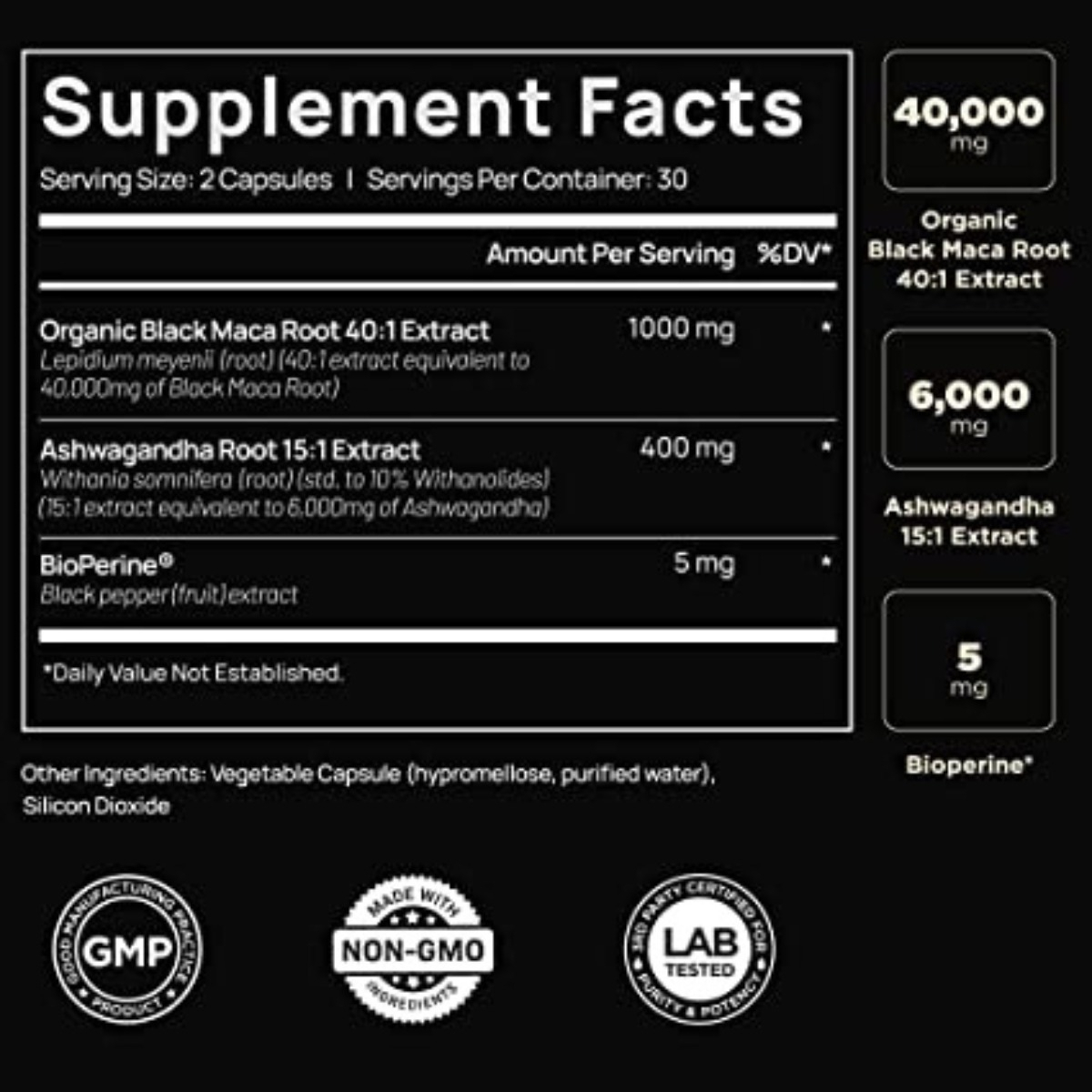 Salud y Equipamiento Médico - Elmnt - Maca Negra 60 Cápsulas 1