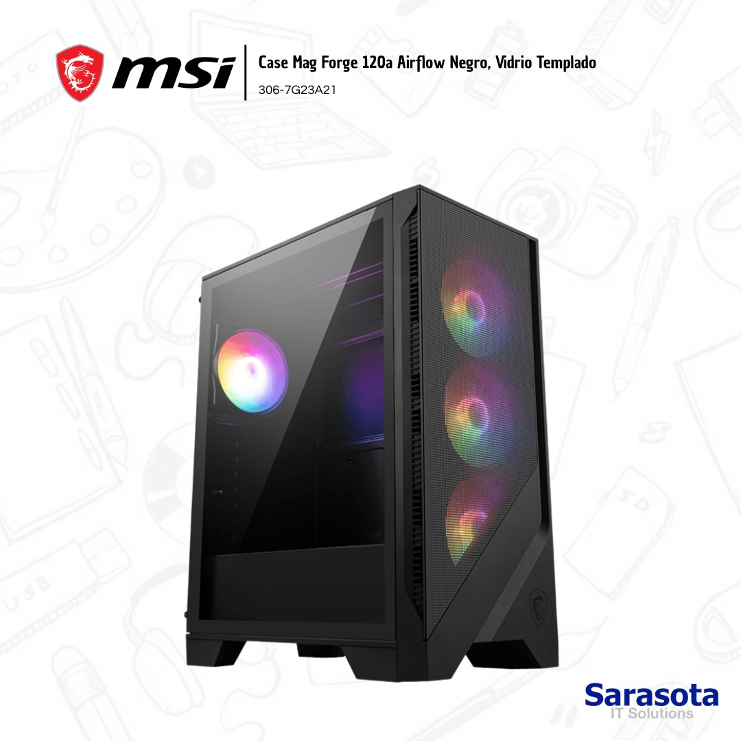 accesorios para electronica - Msi Case Mag Forge 120a Airflow Mid Tower ATX Vidrio templado 1
