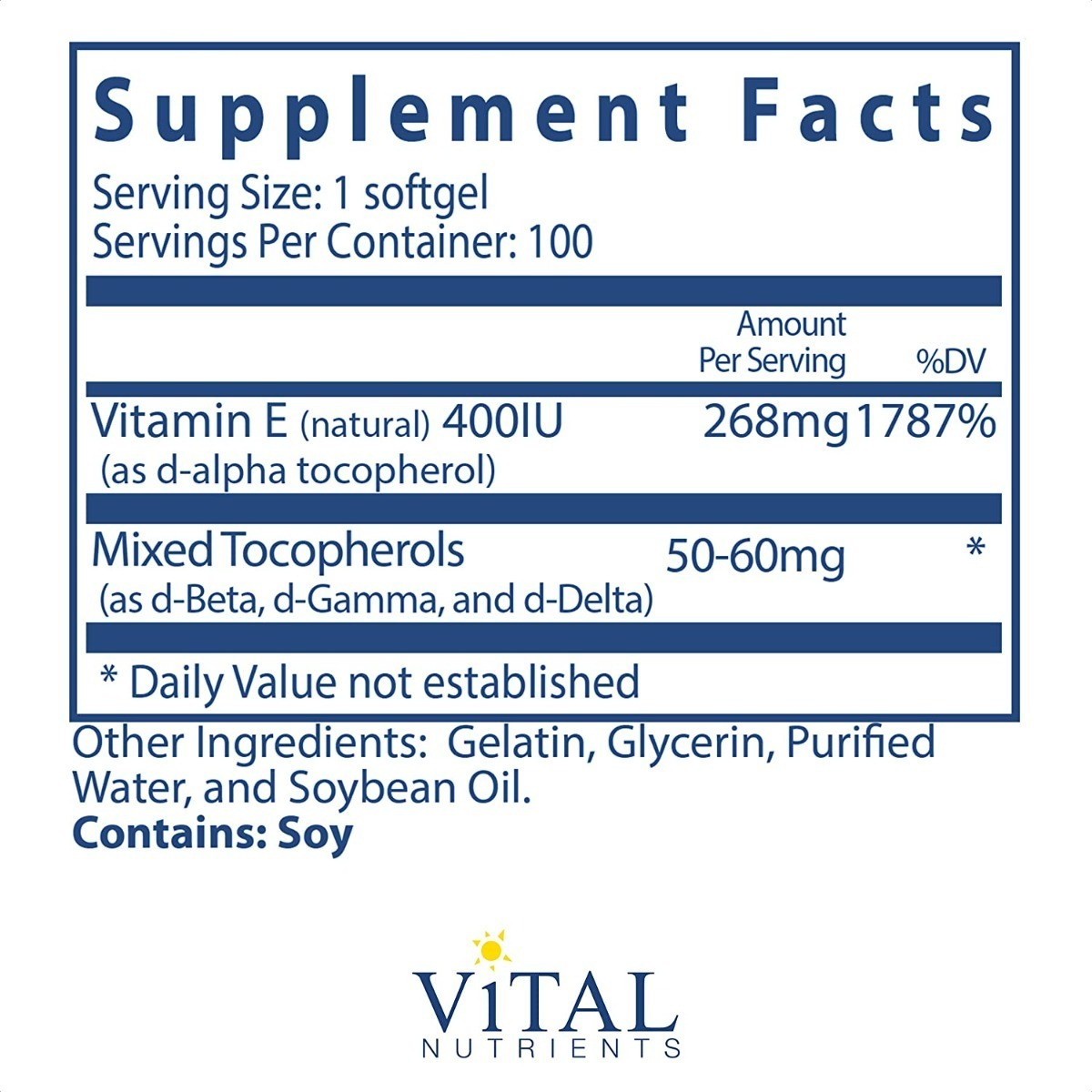 Salud y Equipamiento Médico - Vitamin E 100cap Vital Nutrient 1