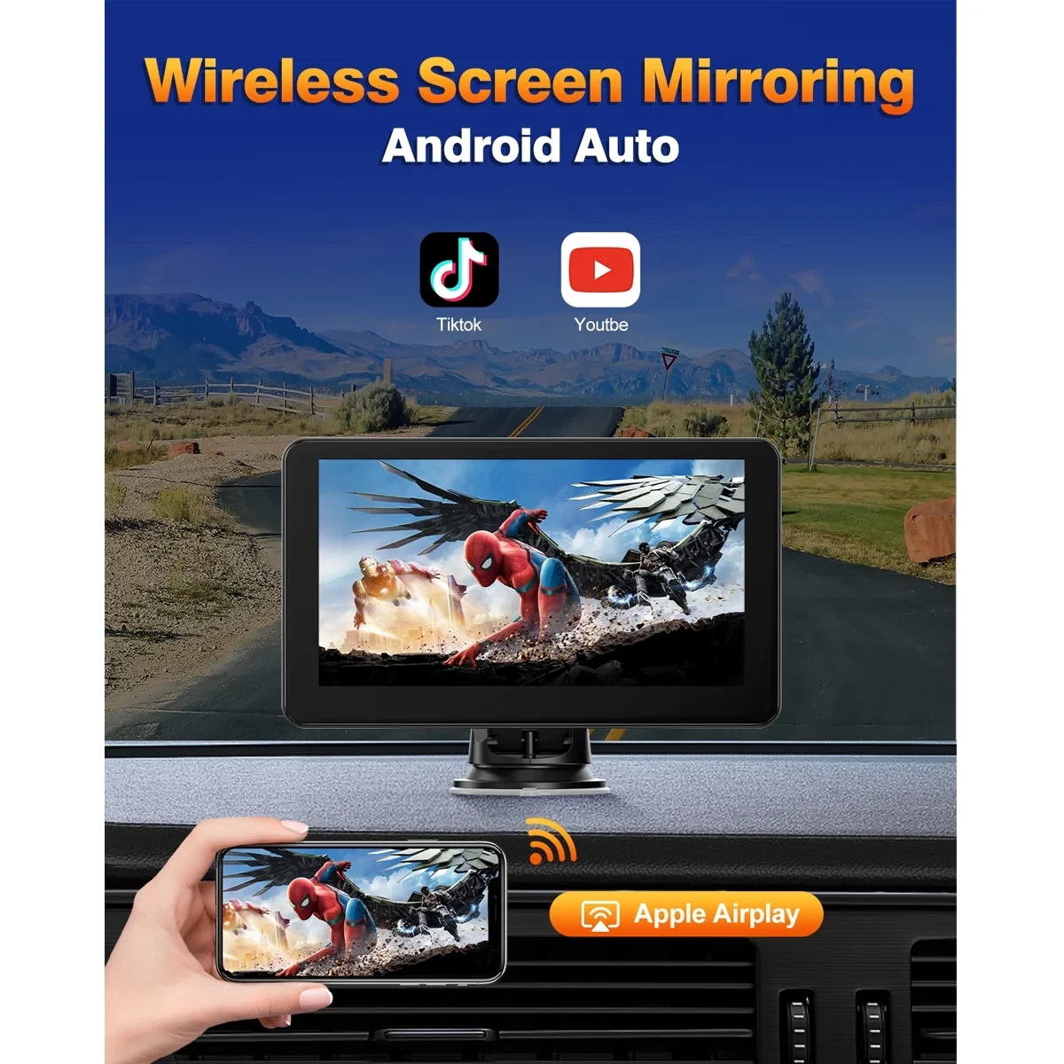 accesorios para electronica - Pantalla inalámbrica portátil para moto o auto 2