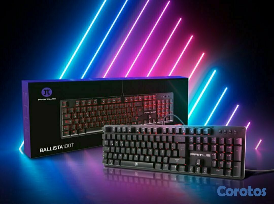 computadoras y laptops - TECLADO PRIMUS GAMING, USB, CON ILUMINACION ROJA (PKS-102S)