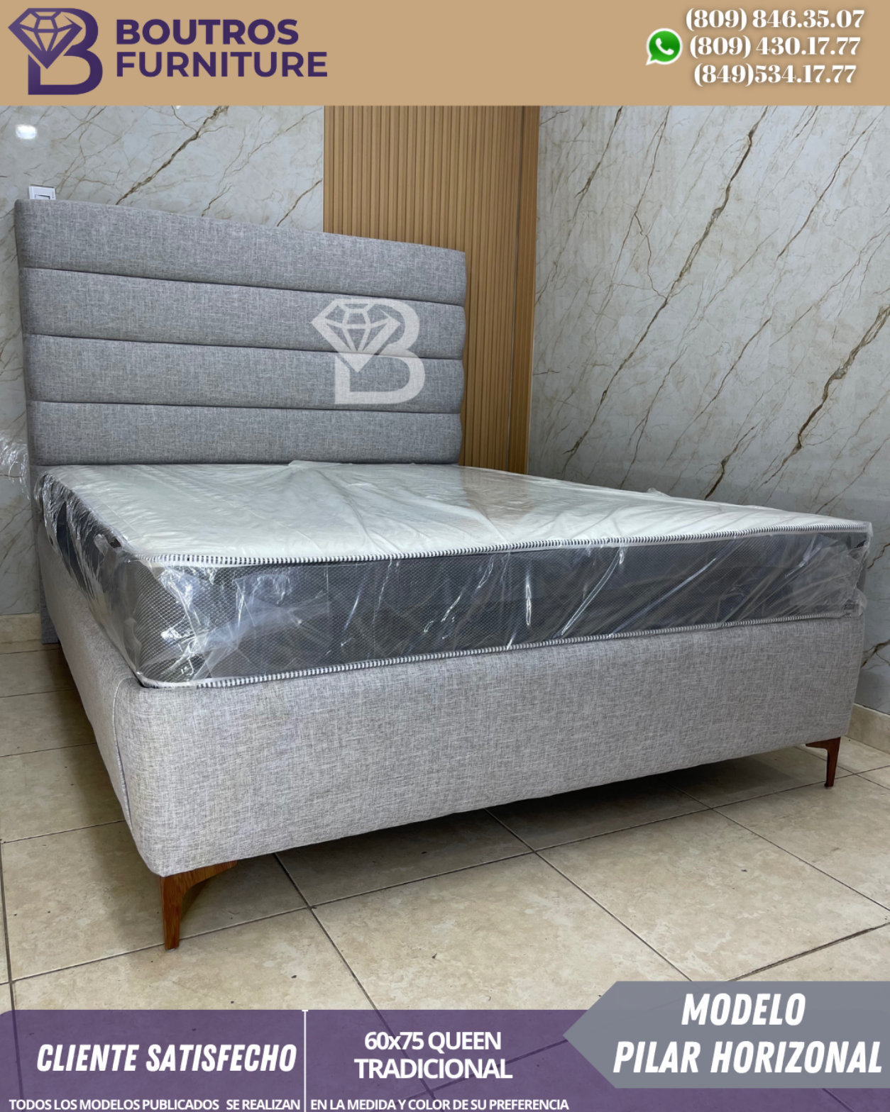 muebles y colchones - modelo pilar vertical y pilar Horizontal pilar perpendicular  
con colchón 