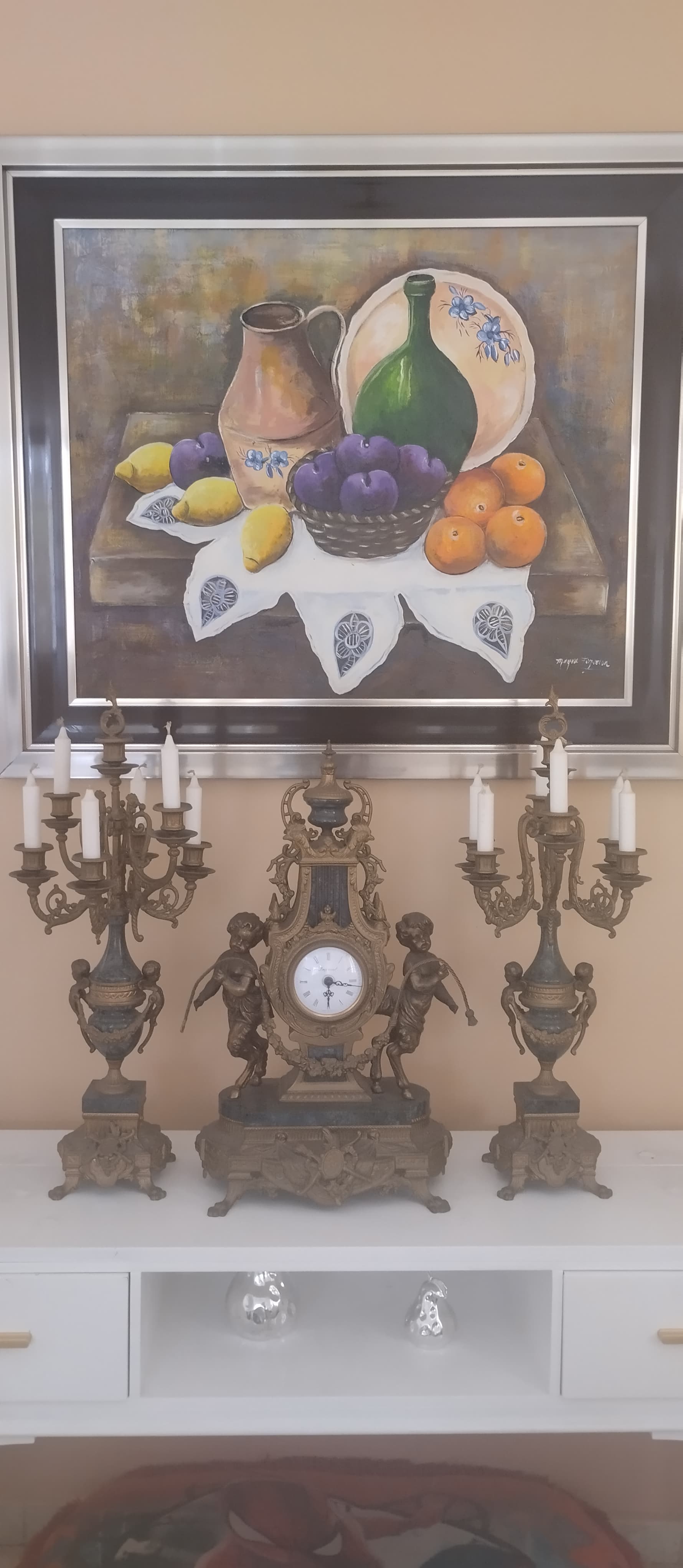 arte y antigüedades - Orologio Trittico en bronce y mármol  2