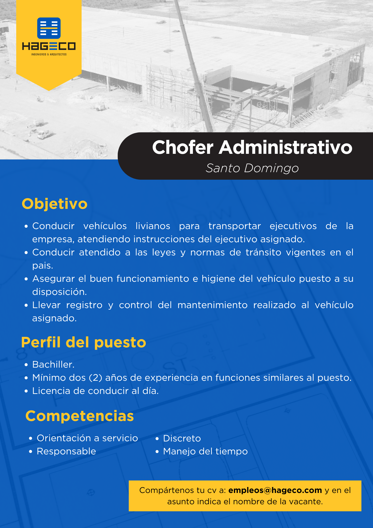 empleos disponibles - Chofer Administrativo