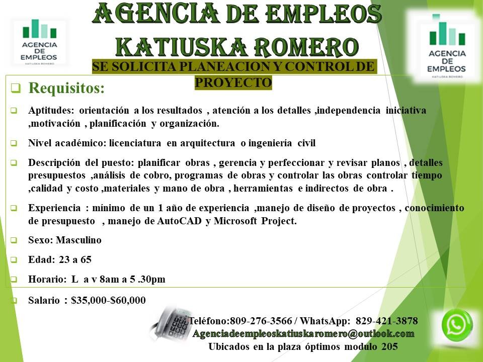 empleos disponibles - se solicita planeación y control de proyecto 1