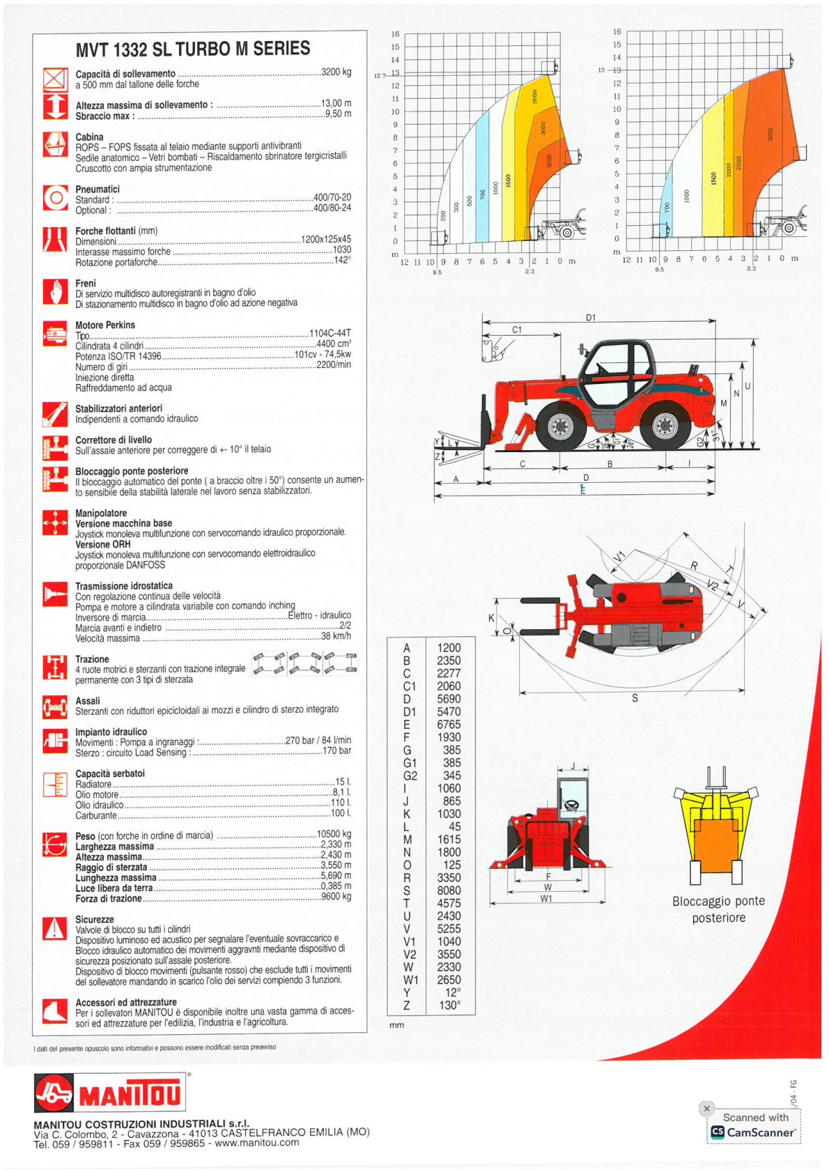 camiones y vehiculos pesados - Telehandler MVT1332 SLT -  levanta 3200 kg a 13 Mt 7