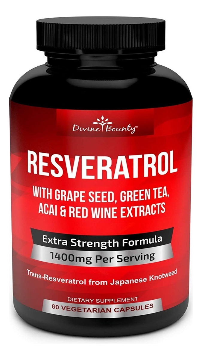 Salud y Equipamiento Médico - Resveratrol 60 cap Divine Bounty -  Unidad