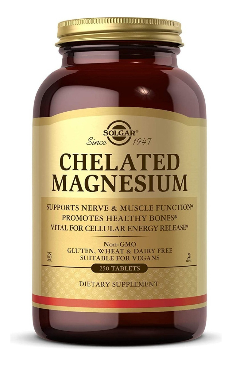 Salud y Equipamiento Médico - Magnesio Quelado Solgar Funcion Nerviosa Muscular 250 Tab