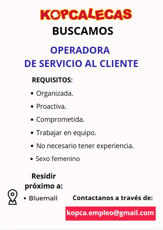 empleos disponibles - VACANTE SERV. AL CLIENTE Y OPERADOR DE PRODUCCION 0