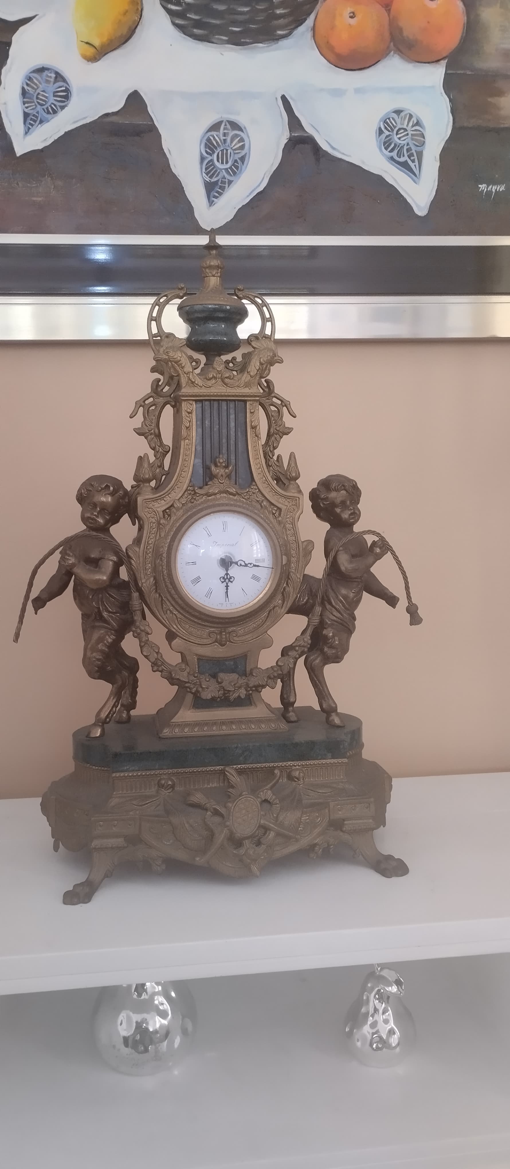 arte y antigüedades - Orologio Trittico en bronce y mármol  0
