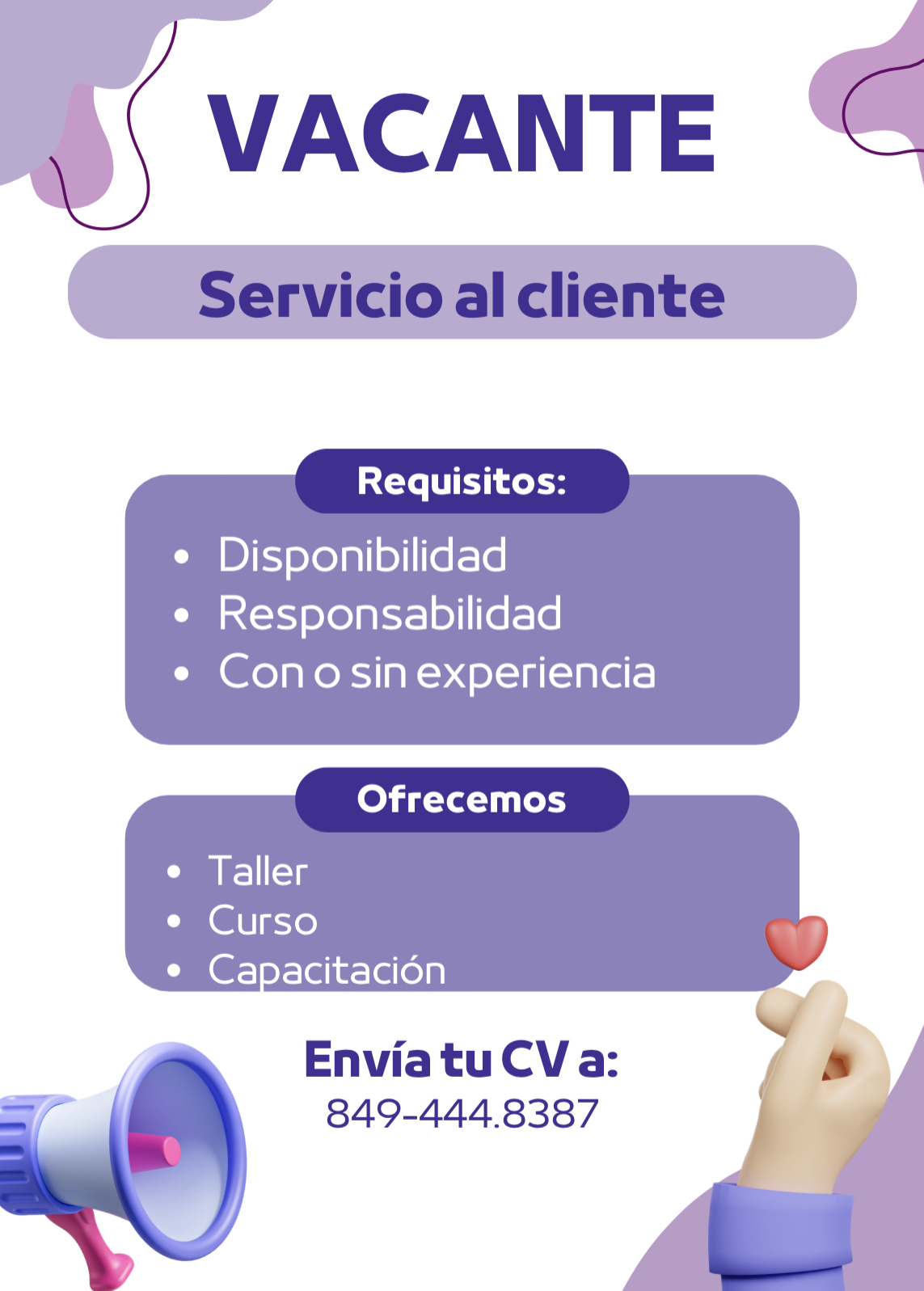 empleos disponibles - Se busca servicio al cliente y marketing digital 